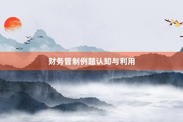 财务管制例题认知与利用