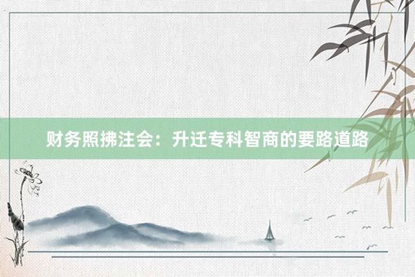 财务照拂注会：升迁专科智商的要路道路